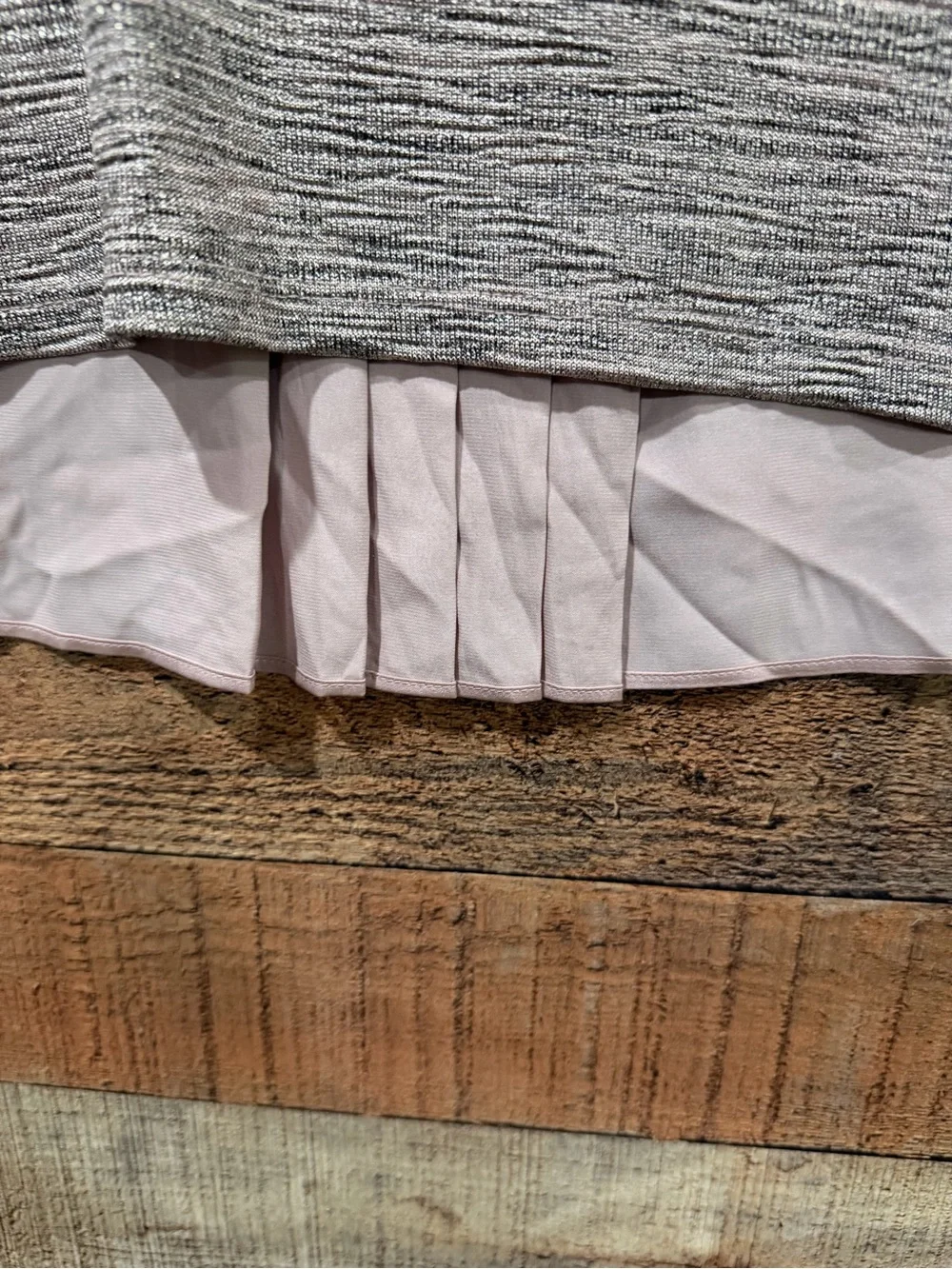 NWT Short Sleeve Mixed-Media Top in Blush & Shimmery Heathered Gray Sz XL